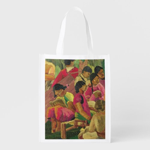 Mexican village scene reusable grocery bag