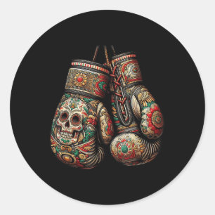 Mexican Vintage Style Boxing Gloves Aztec Mayan Fi Classic Round Sticker