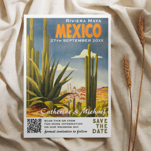 Mexican Vintage Wedding Travel QR Code Save The Date