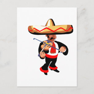 mexican violin player postcard