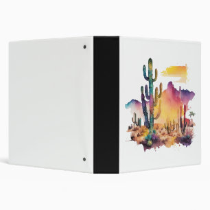Mexican watercolor desert sunset 3 ring binder
