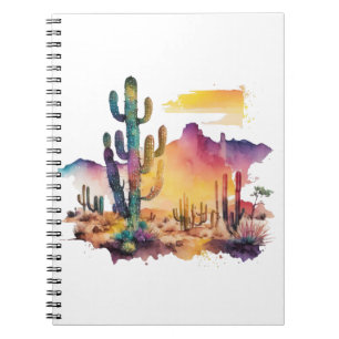 Mexican watercolor desert sunset notebook