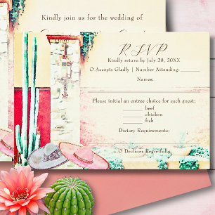 Mexican Wedding Cactus Garden Hacienda RSVP Card