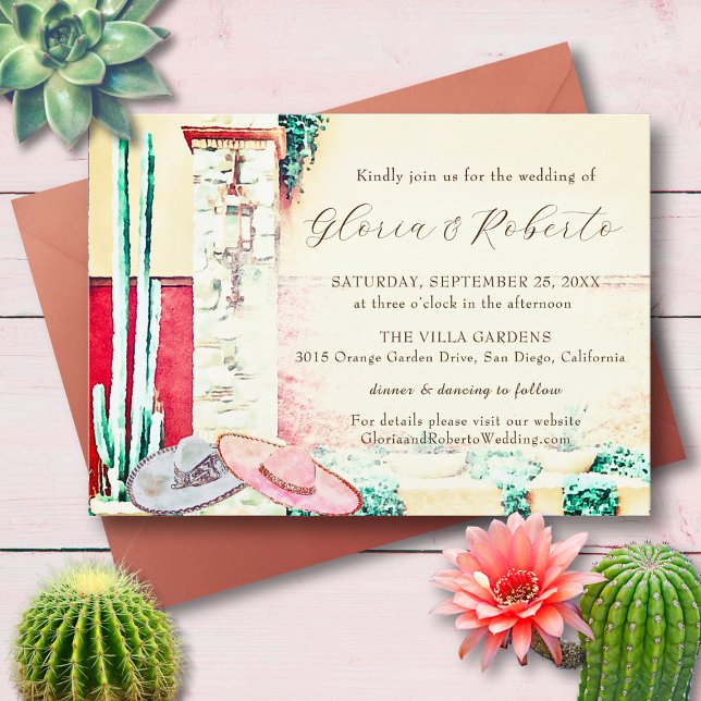 Mexican Wedding Cactus Garden Pastel Colors Invitation (Creator Uploaded)