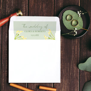 Mexican Wedding Calla Lily Green Envelope Liner