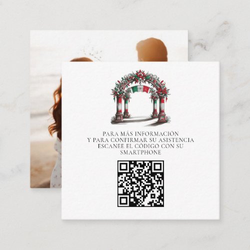 Mexican Wedding Celebration Photo QR Code Enclosure Card