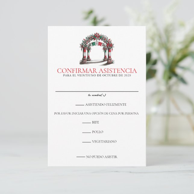 Mexican Wedding Celebration RSVP Card (Standing Front)