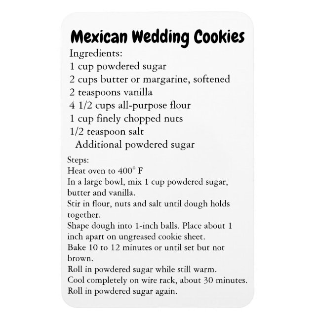 Mexican Wedding Cookies Recipe Thank You Gift Magnet (Vertical)