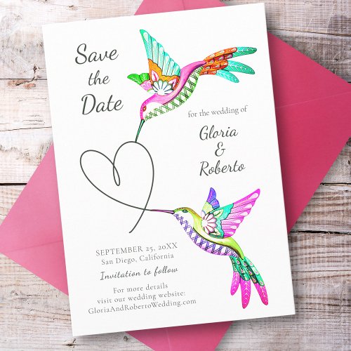 Mexican Wedding Hummingbirds Save the Date Card