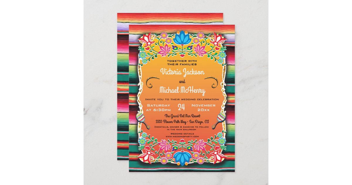 Mexican Wedding Rug and Floral invitation | Zazzle