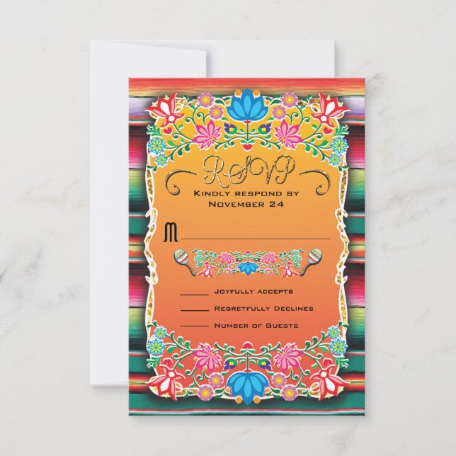 Mexican Wedding Rug and Floral RSVP (Front)