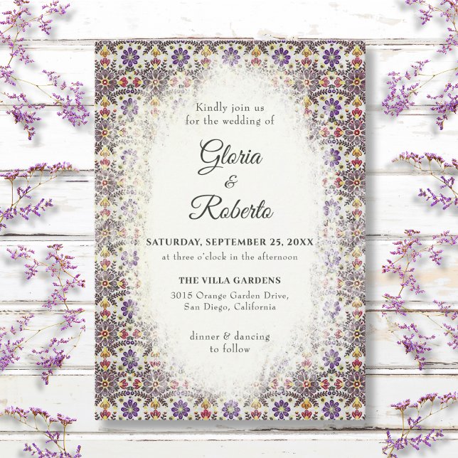 Mexican Wedding Rustic Patterns Hacienda Style  Invitation (Creator Uploaded)