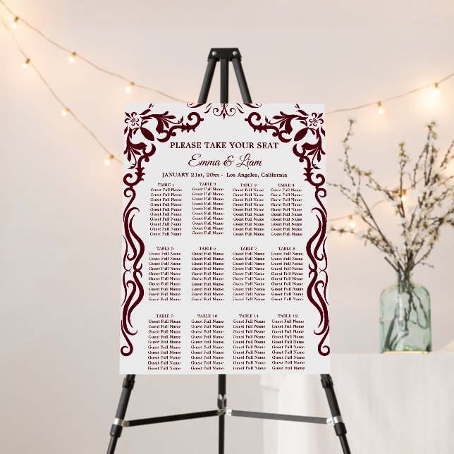 Mexican Wedding Seating Chart Sign for Reception (In Situ (Stand))