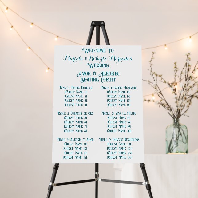 Mexican Wedding Seating Chart Template Foam Board (In Situ (Stand))