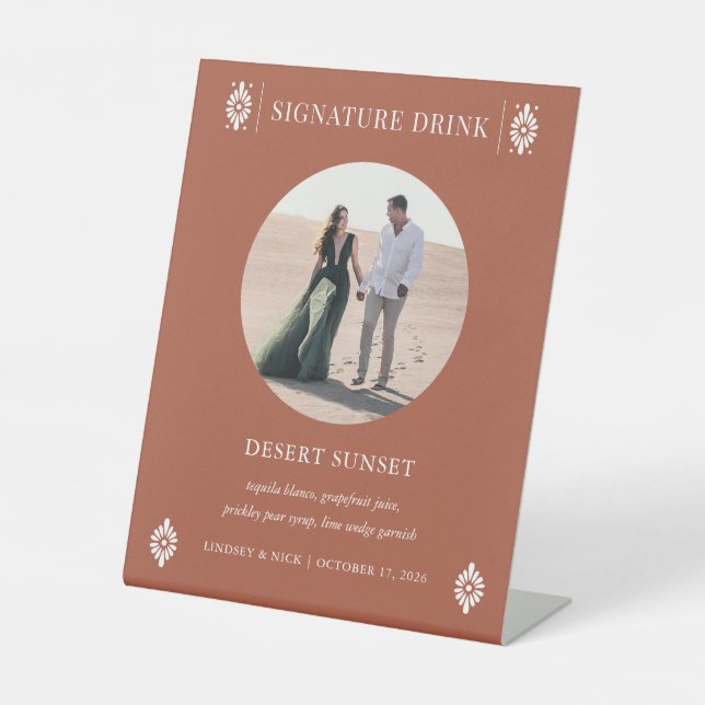 Mexican Wedding Terra Cotta Signature Drink Sign (Front)