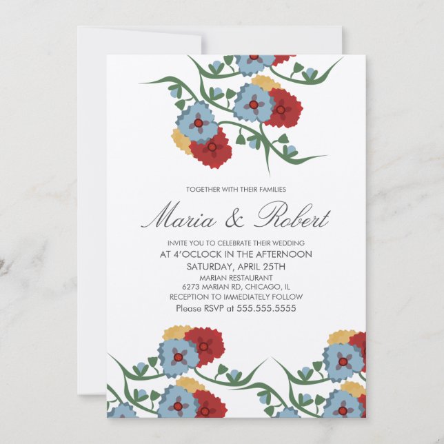 Mexican Wedding Theme Greenery Vine Floral Kraft Invitation (Front)
