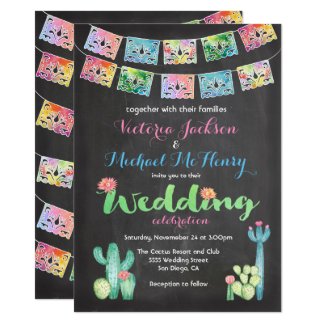 Mexican Wedding Watercolor Cactus Invitations