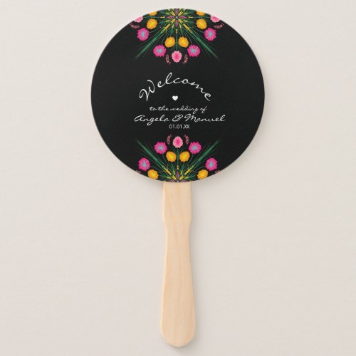 Mexican Wedding Welcome Floral Butterfly    Hand Fan
