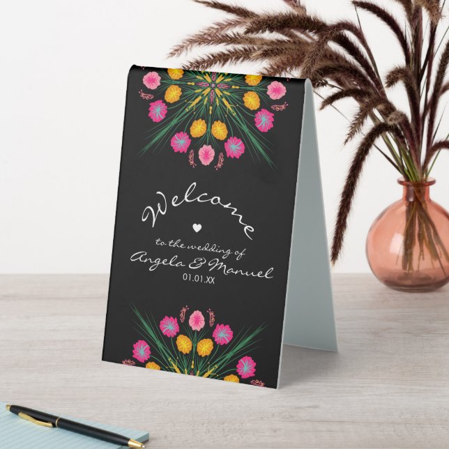 Mexican Wedding Welcome Floral Butterfly   Table Tent (In SItu (Table))