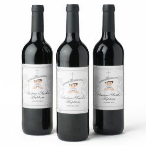 Mexican White and Silver Charro Wine Bottle Labels