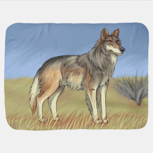 Mexican Wolf Baby Blanket (Horizontal)