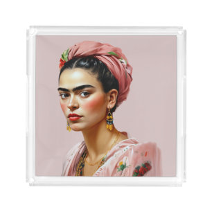 Mexican woman head scarf acrylic tray