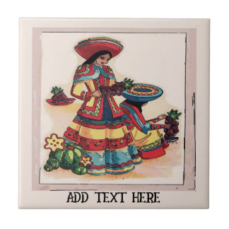 Mexican Women Tile Mural, edit text