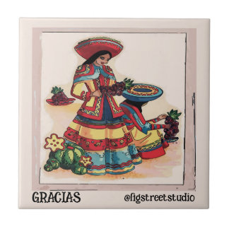Mexican Women Tile Mural, edit text