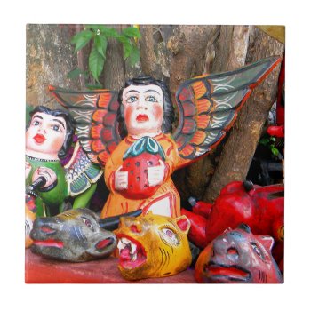 Mexican Wooden Angels Ceramic Tile by beautyofmexico at Zazzle