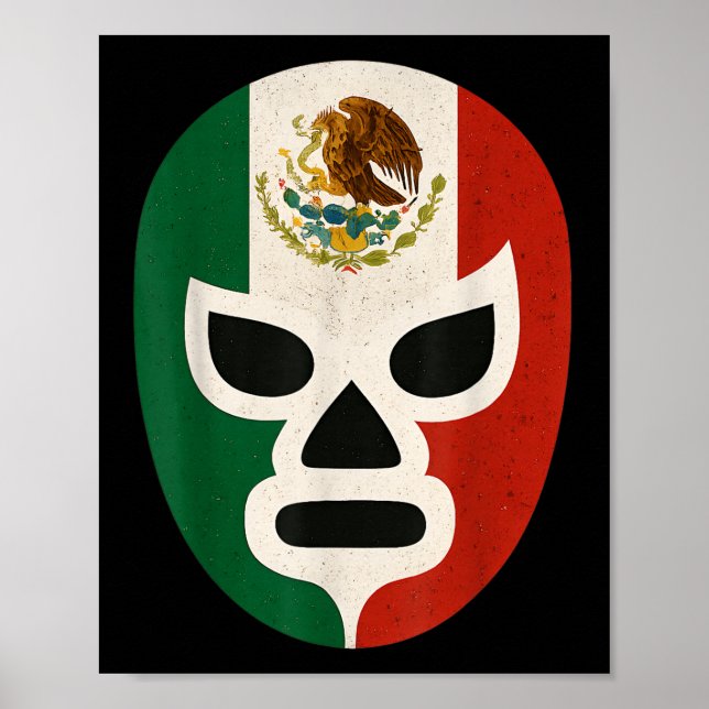 Mexican Wrestling Mask Lucha Libre Flag Aztec  Poster (Front)
