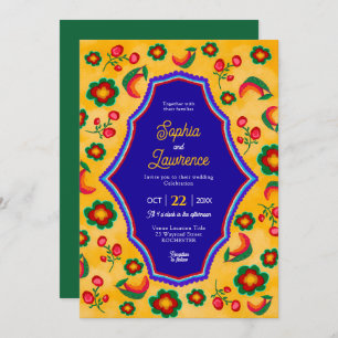 Mexican yellow wedding invitation