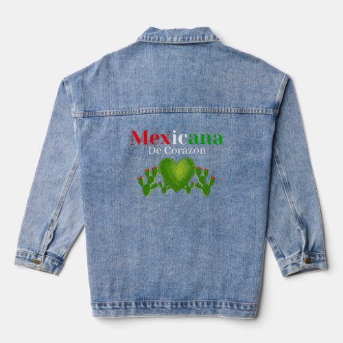 Mexicana De Corazon  _ Green Heart Cactus Denim Jacket