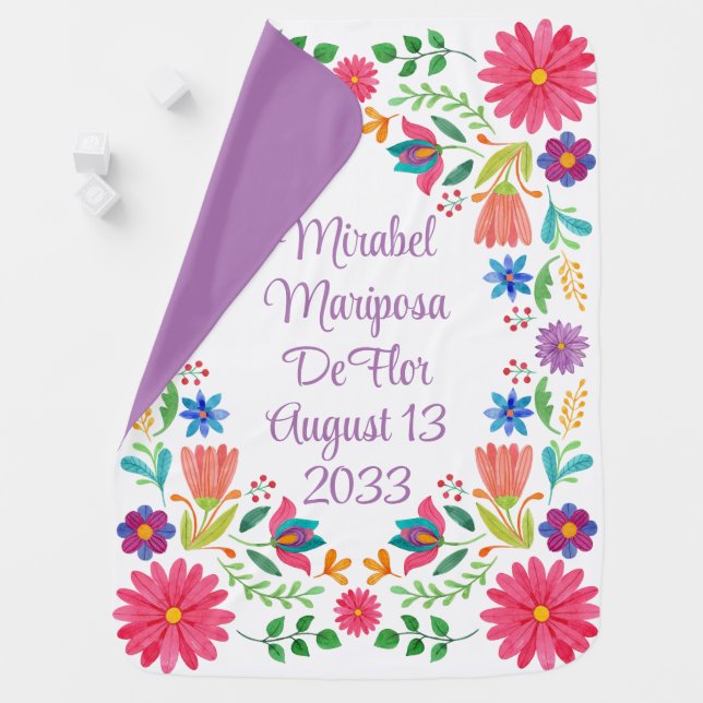 Mexicana Folkloricio Watercolor Floral Baby  Baby Blanket (In Situ)