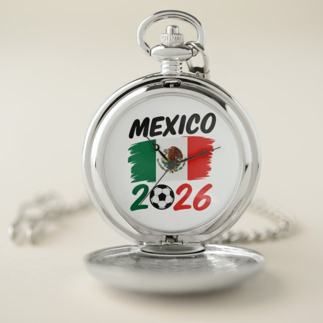 Mexico 2026 Soccer Fan Design with Football Pocket Watch (Inside)