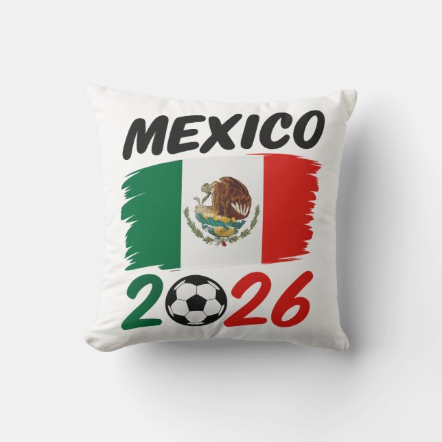 Mexico 2026 Soccer Fan Design with Football Throw Pillow (Front)
