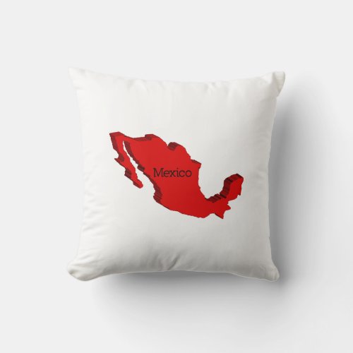 Mexico 3D Map Throw Pillow