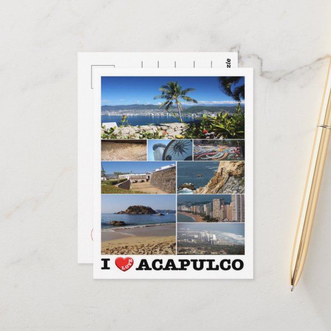Mexico - Acapulco - I Love - Postcard (Front/Back In Situ)