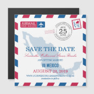 Mexico Airmail Save The Date Magnetic Invitation at Zazzle