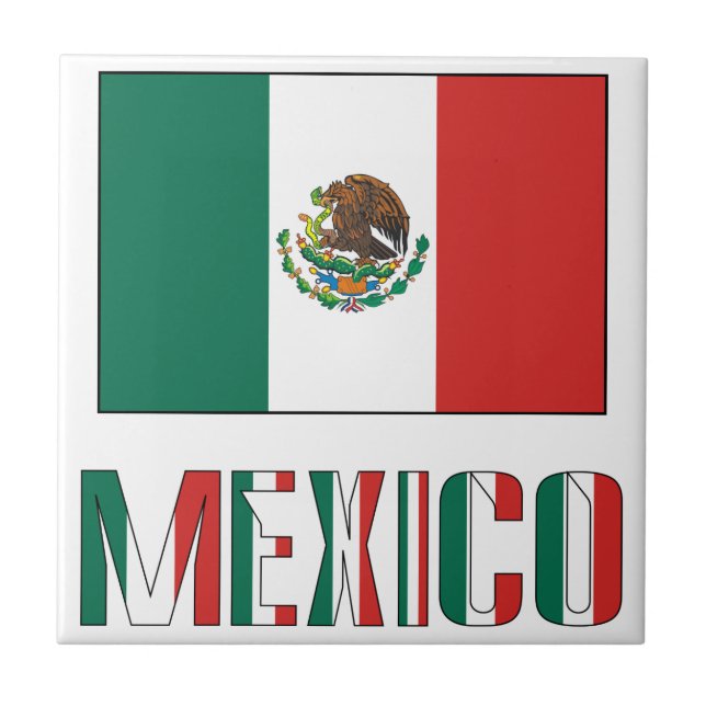 Mexico and Mexican Flag Ceramic Tile (Front)