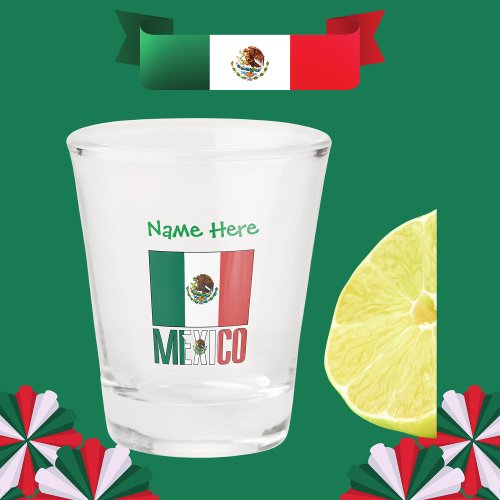 Mexico and Mexican Flag Green Personalization  Shot Glass