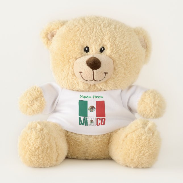 Mexico and Mexican Flag Green Personalization  Teddy Bear (Front)