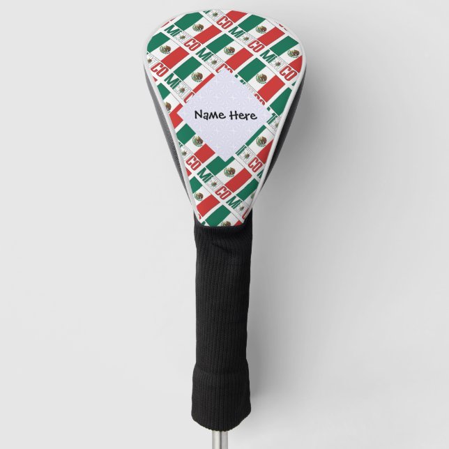 Mexico and Mexican Flag Tiled Personalized  Golf Head Cover (Front)