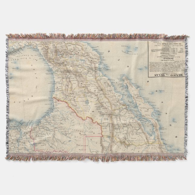 Mexico and Texas Map Throw Blanket (Front)