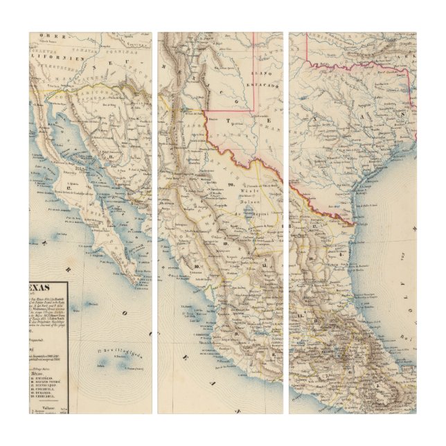 Mexico and Texas Map Triptych (Front)