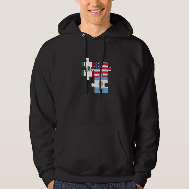Mexico Argentina And The Usa Puzzle Hoodie (Front)