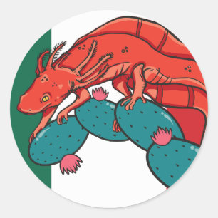 Mexico Axolotl Mexican National Animal Flag Classic Round Sticker