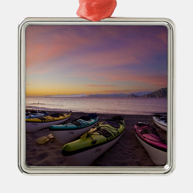 Mexico, Baja, Sea of Cortez. Sea kayaks and Metal Ornament (Front)