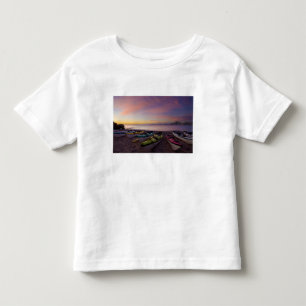 Mexico, Baja, Sea of Cortez. Sea kayaks and Toddler T-shirt