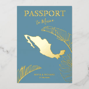 Mexico Beach Destination Wedding Passport Foil Invitation