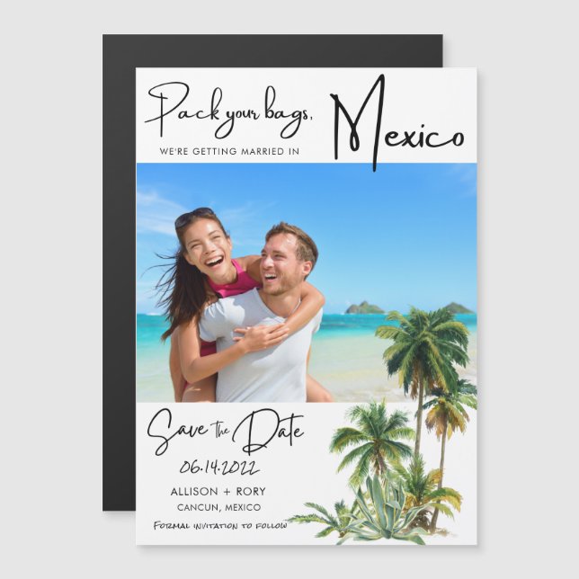 Mexico Beach Destination Wedding Save the Date (Front/Back)